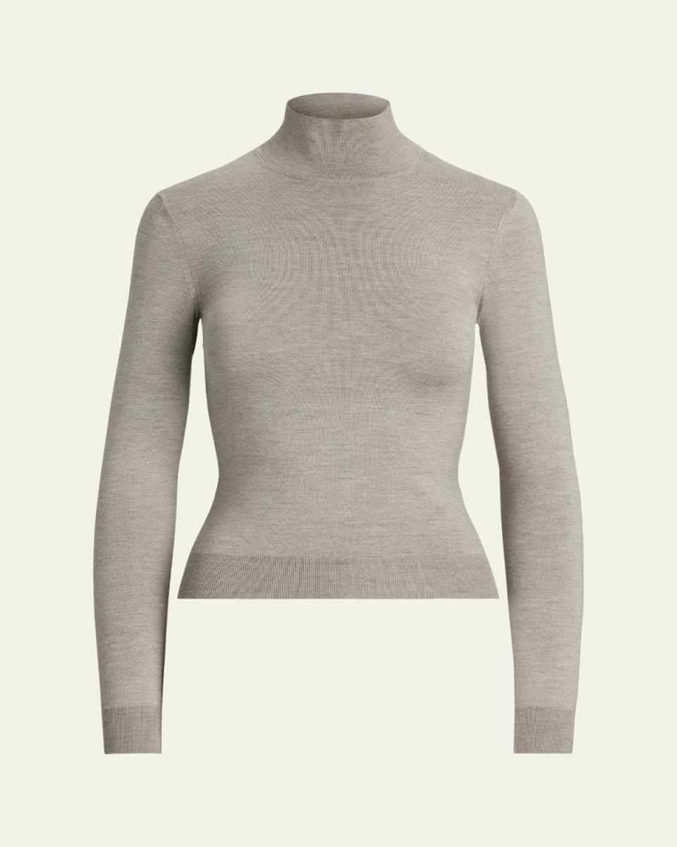 Stretch Silk Jersey Mockneck Sweat